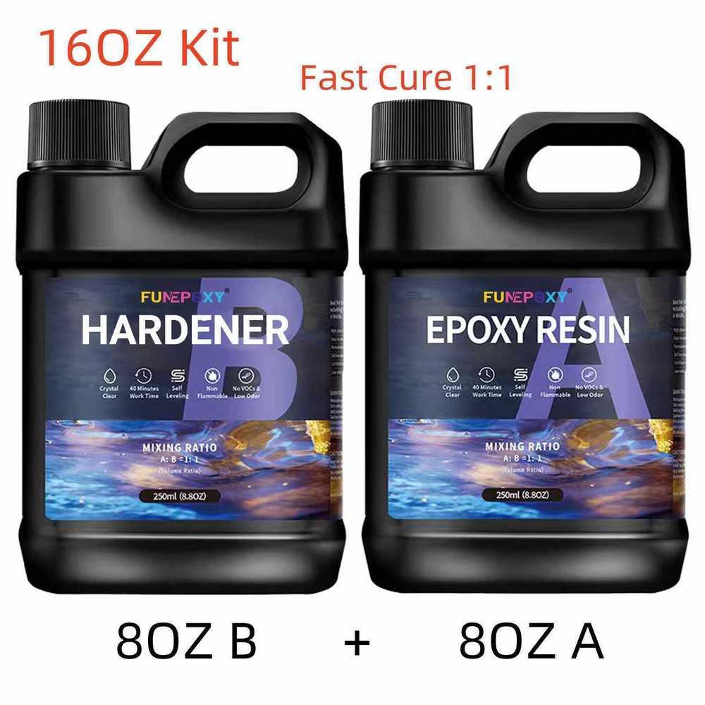 1:1 Fast Cure Epoxy Resin – 16oz 32oz 64oz 128oz 2 Gallons Kit – Volume Total