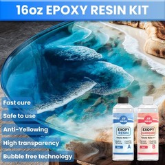 SHORE RESIN Epoxy Resin Kit, Crystal Clear 1:1 Self-Leveling 16 OZ, clear