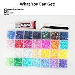 22000 PCS Multicolor Resin Rhinestones – Mixed Sizes for Stunning DIY Crafts