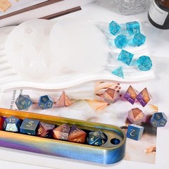 Dice Resin Molds Silicone, DND Dice and Dice Box Epoxy Resin Molds 7 Standard Po