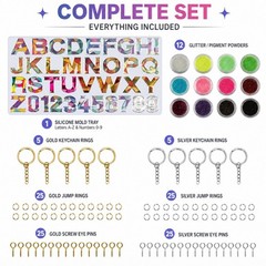73-Piece Alphabet & Number Resin Silicone Molds – DIY Epoxy Keychain Making Kit