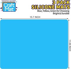 3 Pack 15.7”x11.7″ Premium Silicone Mats for Crafts Silicone Craft Playdough Mat