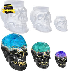 Set of Large + Medium + Small 3D Skull Resin Molds, Flexible Clear Silicone Skul