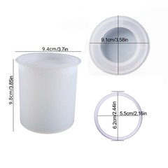 Cylinder 1 lid and 5 Rings Sealed Storage Silicone Resin Mold Vase Bottle Jar…