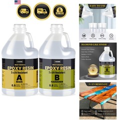 1 Gallon 3× UV Resistant Epoxy Resin Kit – Ultra Clear Non-Yellowing Formula …