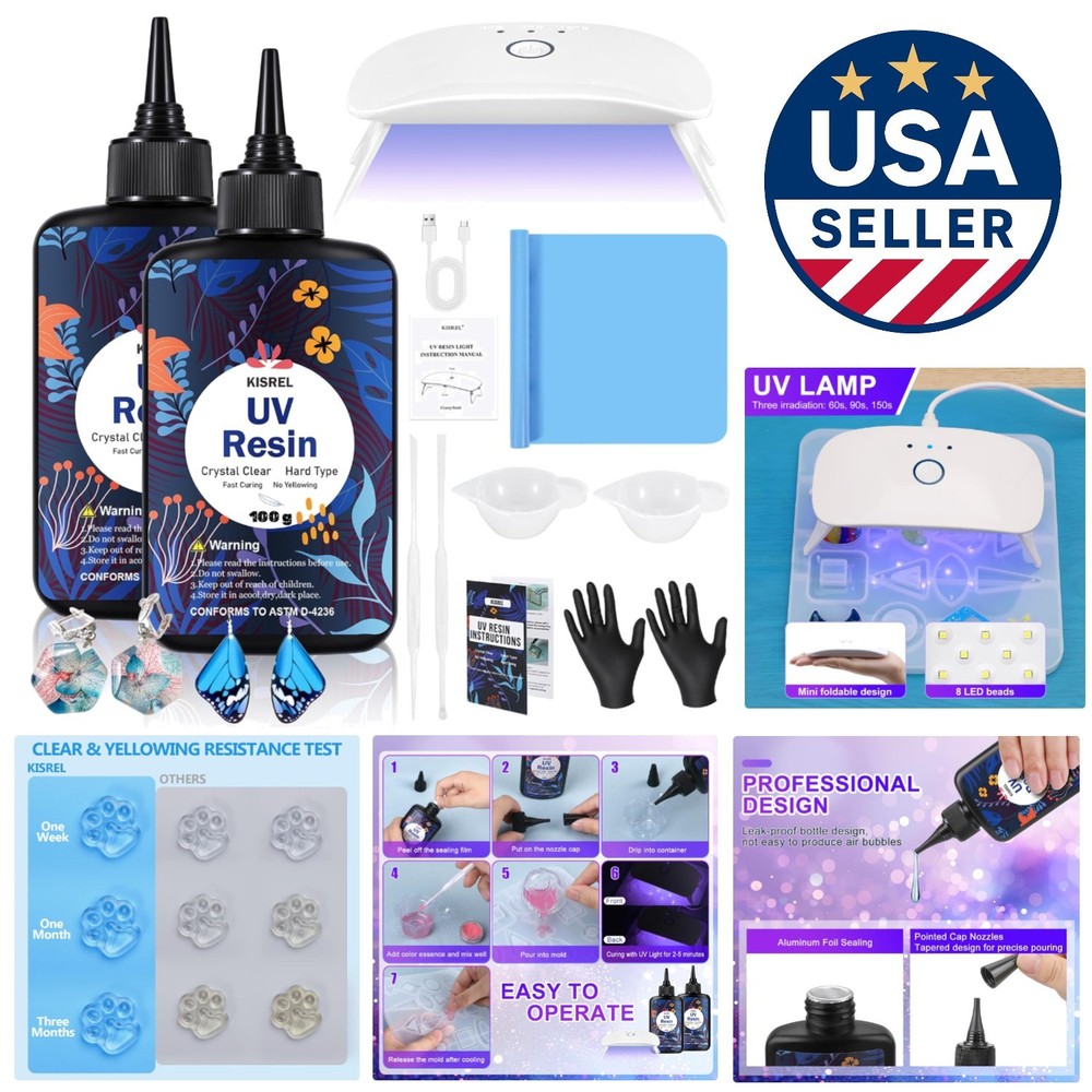 All-in-One UV Jewelry Making Kit with Light and Accessories – 200g Resin