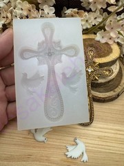 Golden cross Lace Fleur-de-lis silicone mold, handmade for crafts