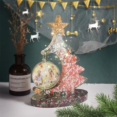 2 PCS Silicone Resin Mold 3D Christmas Tree + Chain + Base Decorations DIY Kit