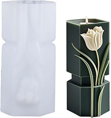 Geometry Tulip Flower Succulent Leaves Cylinder Molds Silicone Wave Spiral Candl
