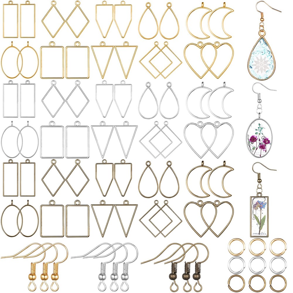 Inbagi 180 Pieces Open Bezels for Resin Medium to Large, Bronze,Gold,Silver