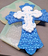 Handmade Double flower cross mold -MOLD ONLY-