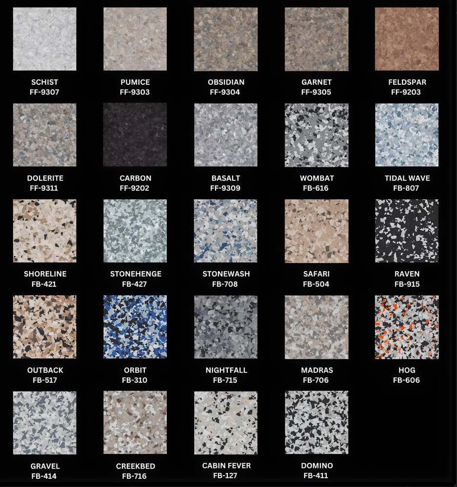 FLAKE 1/4″ BLEND FOR EPOXY RESIN FLOOR, GARAGE, SHOP, WAREHOUSE, BASEMENT & MORE