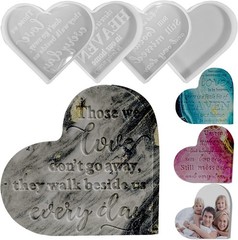 Epoxy Resin Molds 4 Pieces Silicone Casting Molds, Heart Memorial Sign Condol…