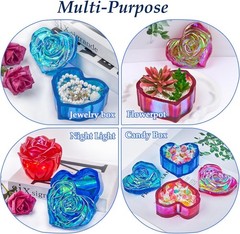 Heart Jar Resin Mold with Rose Lid Epoxy Resin Storage Box Casting Molds DIY …
