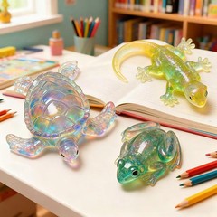 3PCS 3D Lifelike Animal Resin Molds – Turtle, Frog, Lizard Silicone Molds for Ep