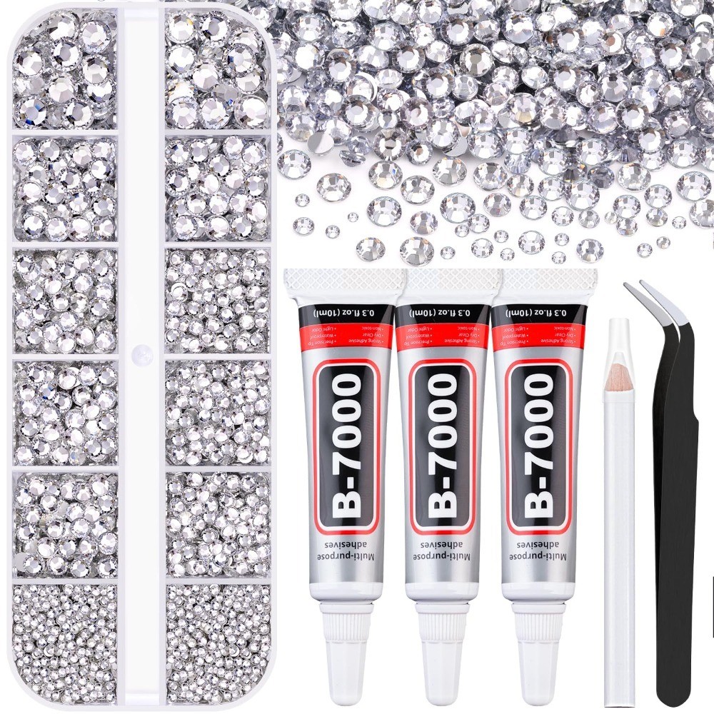 Resin Rhinestones for Crafting with B7000 Glue, 1 Box Clear Flatback Crystals