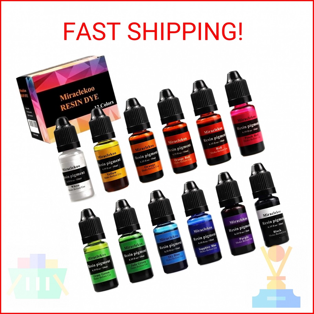 12 Colors Epoxy Resin Color Dye Colorant Liquid Epoxy Resin Pigment,10ml Each,Tr