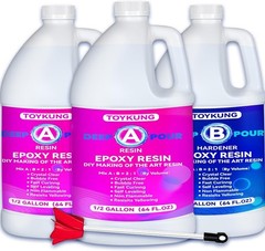 Deep Pour Epoxy Resin, 1.5 Gallon 2 to 4 Inch Depth Crystal Clear Bubble Free