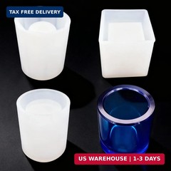 Markeny 3 Pack DIY Resin Pen Holder Plant Mold Hexagon Cube Cylinder Epoxy Resin