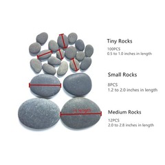 120PCS hand-selected smooth, flat rocks in assorted small, medium, and tiny size