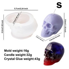 3d Skull Silicone Mold Epoxy Resin Candle Sculpture Halloween Decoration