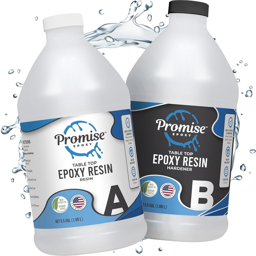 1 Gal Promise Epoxy Epoxy Resin Kit Crystal Clear, UV Resistant, Self Leveling