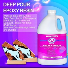 Deep Pour Epoxy Resin, 1.5 Gallon 2 to 4 Inch Depth Crystal Clear Bubble Free
