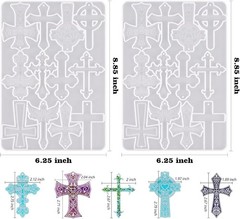 Cross Silicone Resin Molds,2 Pcs Epoxy Resin Cross Mold Polymer Clay Molds for K