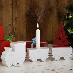 3PCS silicone epoxy resin mold 3D gypsum train candlestick soap gypsum DIY suit