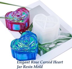 Heart Jar Resin Mold with Rose Lid Epoxy Resin Storage Box Casting Molds DIY …