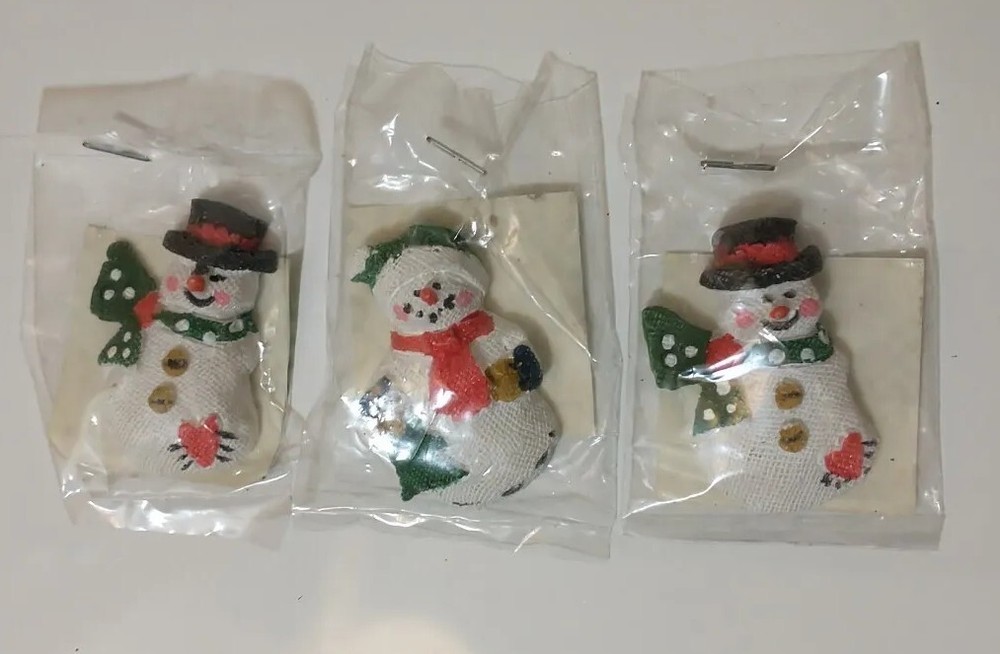 Snowman Flatback Cabochon Crafters Edition 1.5″ Resin DIY Accessories Lot Of 3