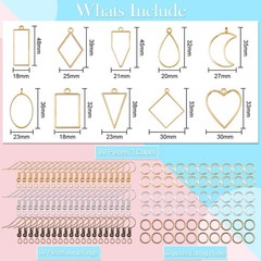 Inbagi 180 Pcs Open Bezels for Resin Jewelry Making Kit Medium to Large, Gold