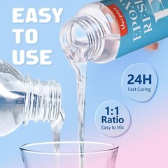 20.28oz Epoxy Resin, Crystal Clear Kit, High-Gloss & Bubbles Free Self Leveling
