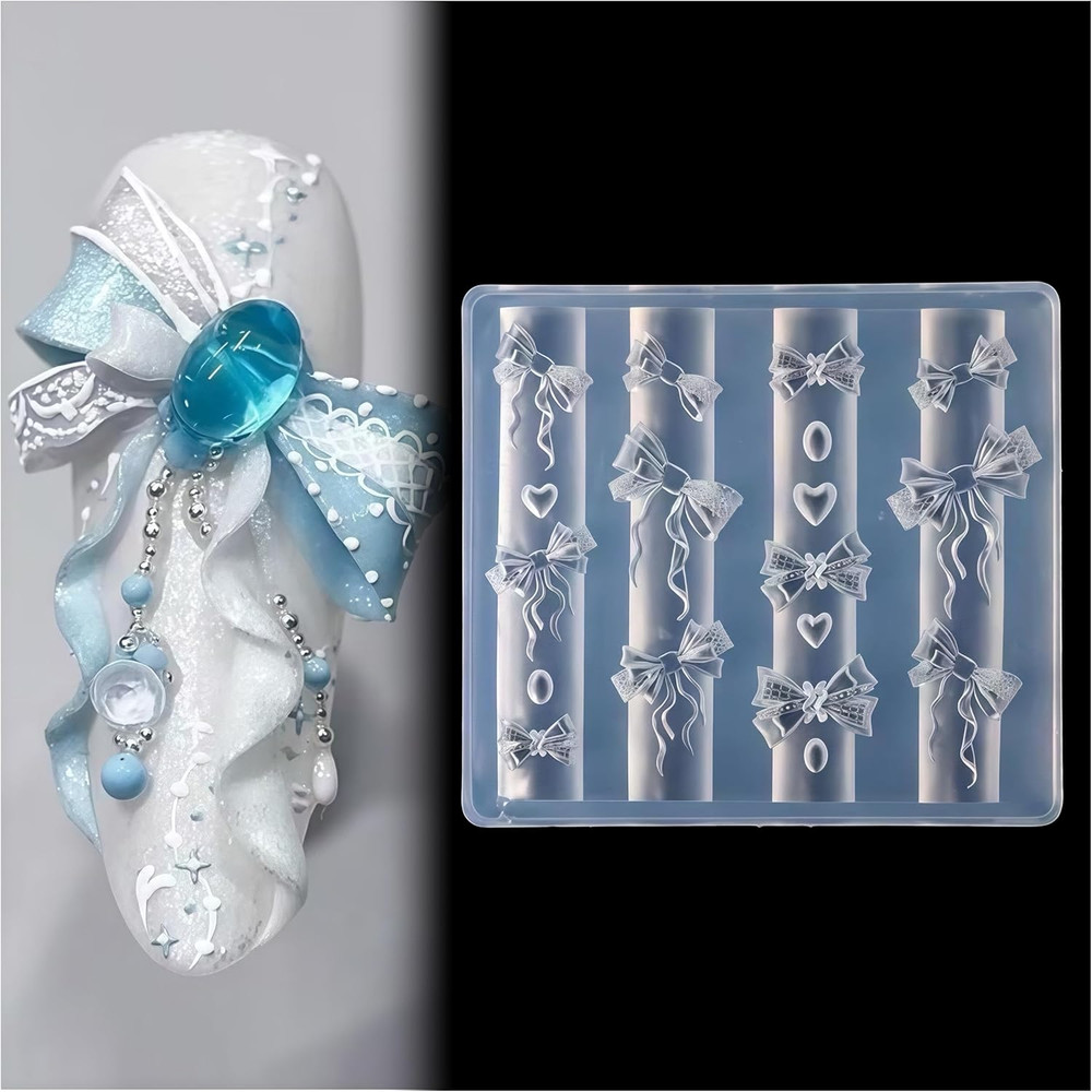 3D Silicone Bow Knot Molds for Gel Nail Art Accessories and Supplies