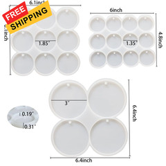 Flat Circle Resin Molds, 3Pcs Silicone Round small, medium, large, white