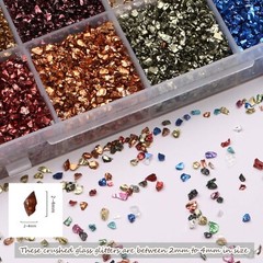 24 Colors Crushed Glass & 8 Piece Shell Flakes for Crafts, Resin, Epoxy, Nails