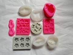 Lot of 10 Assorted Silicone Resin Molds Lips Roses Bows Butterfly Floral