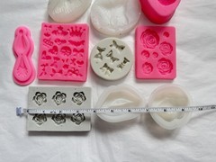 Lot of 10 Assorted Silicone Resin Molds Lips Roses Bows Butterfly Floral