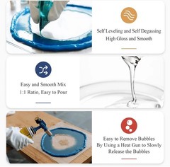 Epoxy Resin 32oz Crystal Clear Not Yellowing Self Leveling Casting Kit Shabebe