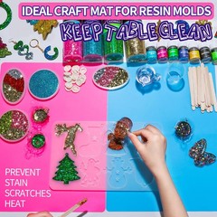 Silicone Mat for Resin Molds, 2 PCS 15.7″ x 11.7″ Playdough Mat, Silicone Mat