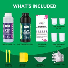 IVITA 1:1 32oz kit Epoxy Resin Casting Self-Leveling, Crystal Clear Bubble-Free