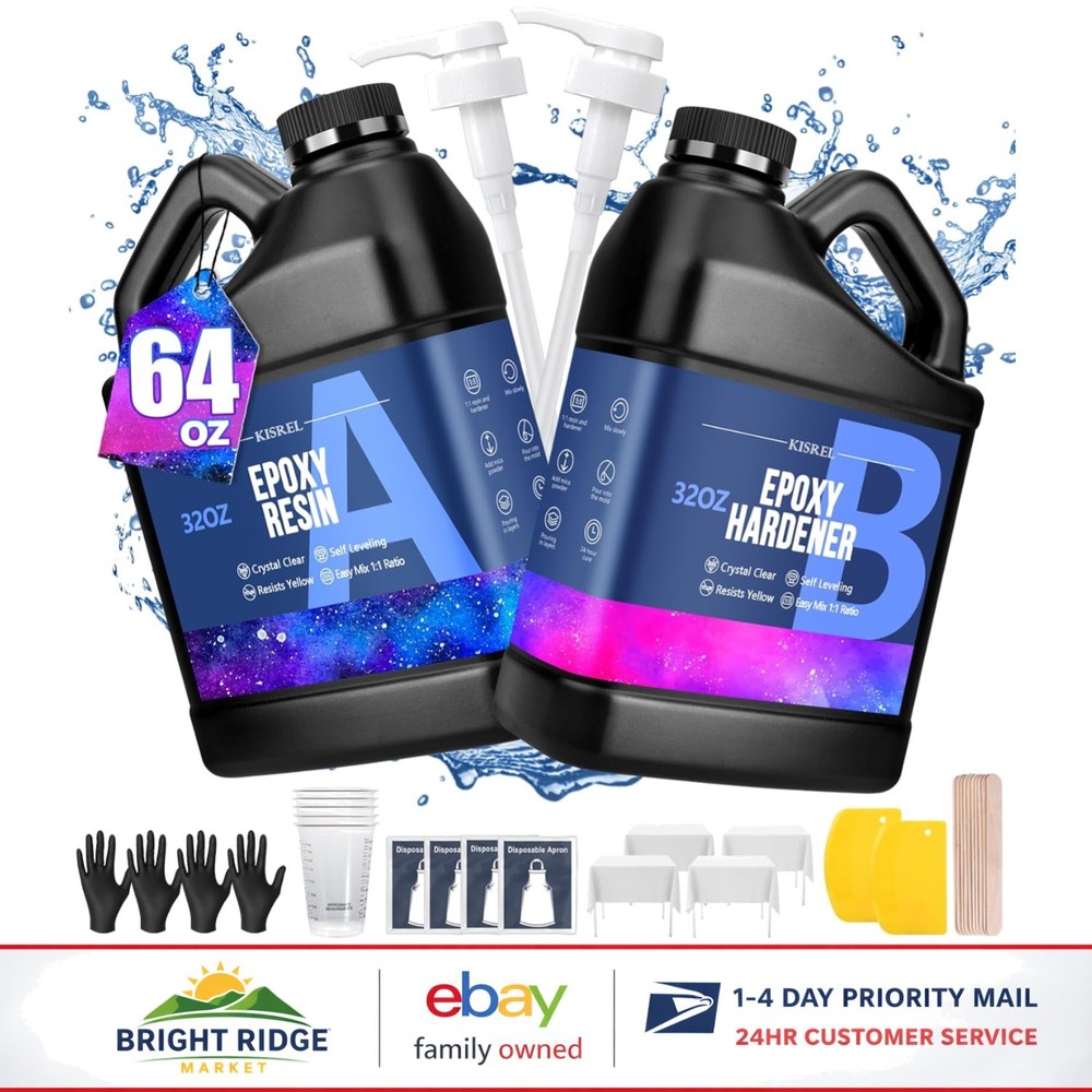 Resin Casting Kit 64OZ Clear Epoxy with Mixing Accessories for Creative Projects