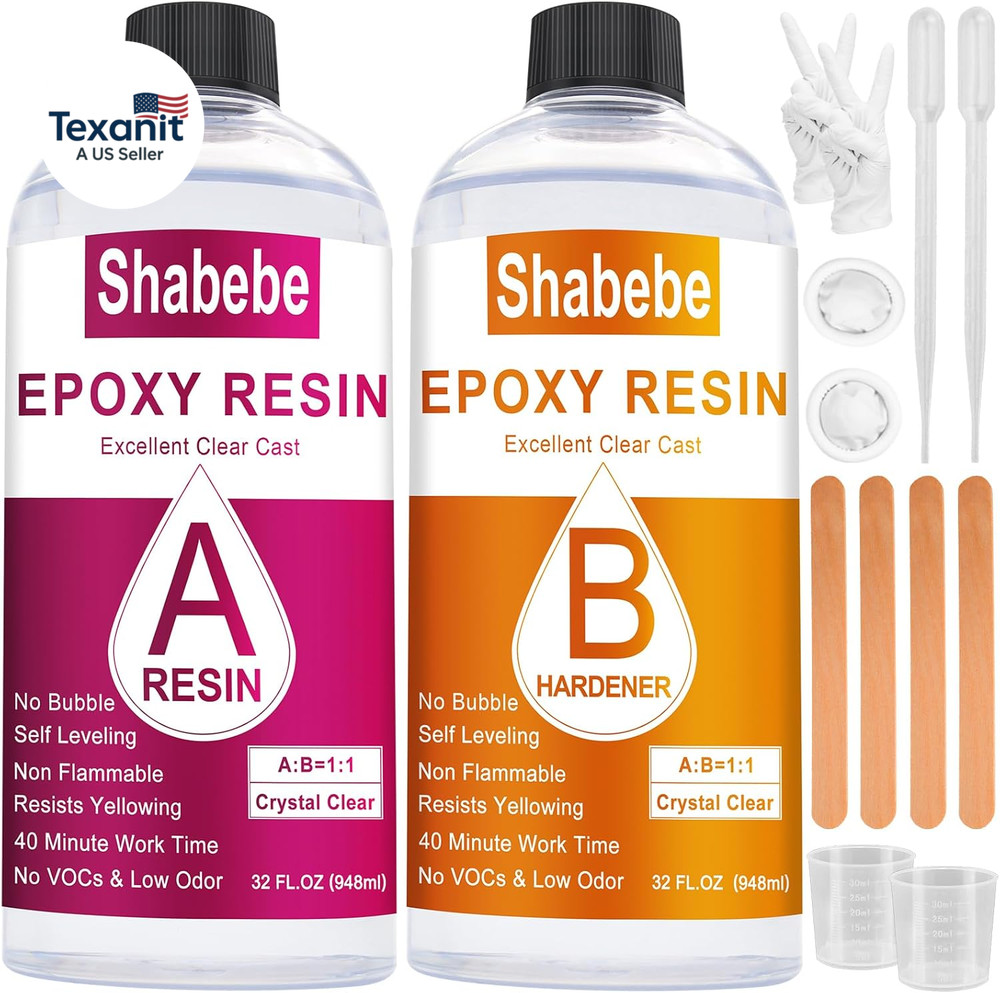 Epoxy Resin, 64OZ Epoxy Resin Crystal Clear, Not-Yellowing No-Bubble, Self Level