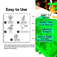 IVITA 16oz kit Epoxy Resin Casting Self-Leveling, Crystal Clear Bubble-Free 1:1