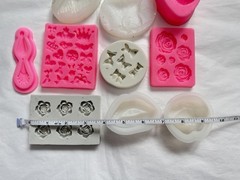 Lot of 10 Assorted Silicone Resin Molds Lips Roses Bows Butterfly Floral
