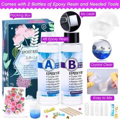 All-in-One Resin Art Kit with 10 Molds, Tools, and Dried Flower Embellishments
