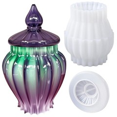 Jar Resin Mold with Lid, Candle Holder Molds, Jewelry Storage Box Silicone Mold