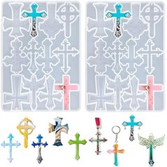 Cross Silicone Resin Molds,2 Pcs Epoxy Resin Cross Mold Polymer Clay Molds for K