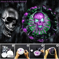 Resin Mold, Silicone Ashtray Mold Halloween Skull DIY Craft Gift Epoxy Resin Cas