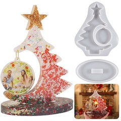 2 PCS Silicone Resin Mold 3D Christmas Tree + Chain + Base Decorations DIY Kit